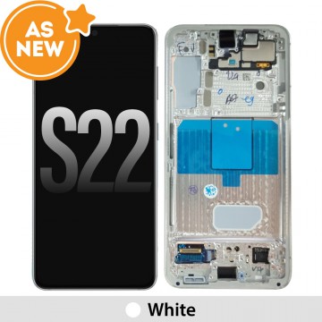 AS NEW-Samsung Galaxy S22 5G G901B OLED Screen Replacement-White (SERVICE PACK SCREEN AND SERVICE PACK FRAME ASSEMBLED)