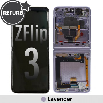 REFURB LCD Screen Digitizer Replacement with Frame for Samsung Galaxy Z Flip 3 5G F711B-Lavender