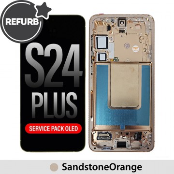 Samsung Galaxy S24 Plus S926B REFURB OLED Screen Replacement-SandstoneOrange (SERVICE PACK SCREEN BUT REFURBISH FRAME ASSEMBLED BY CRAZY)